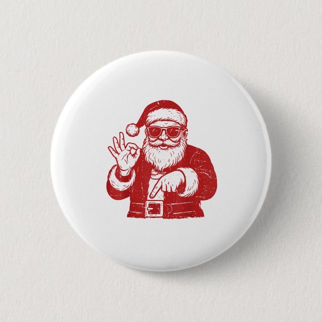 Funny Six Seven Meme 67 Christmas Brainrot Santa C Button (Front)