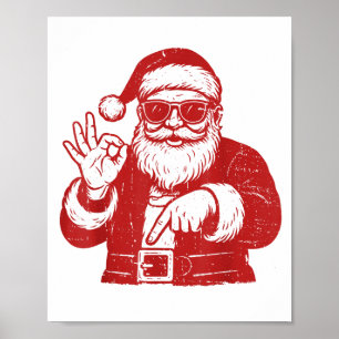 Funny Six Seven Meme 67 Christmas Brainrot Santa C Poster