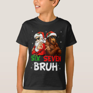 Funny Six Seven Meme 6 7 Bruh Santa Bigfoot Christ T-Shirt
