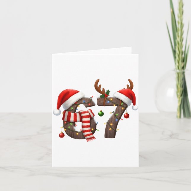 Funny Six Seven Meme 6-7 Xmas 67 Christmas Lights  Card (Front)