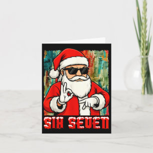 Funny Six Seven Meme Christmas Cool Santa Saying 6 Card