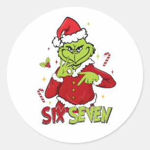 Funny Six Seven Meme Christmas Viral 6 7 Mean Gu Classic Round Sticker