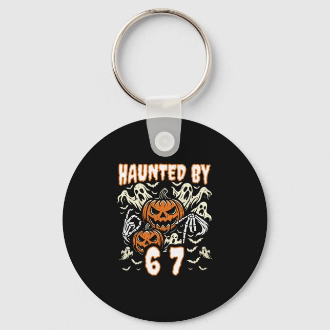Funny Six Seven Meme Gen Alpha Haunted  Keychain (Front)