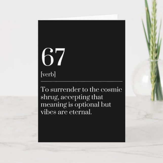 Funny Six Seven Number 67 Meme Dictionary Definiti Card (Front)