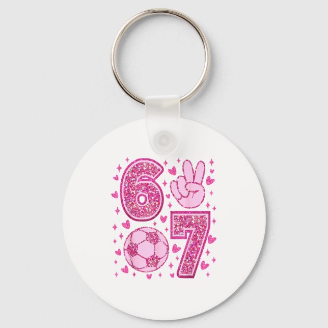 Funny Six Seven Soccer Valentines Day Men Women Ki Keychain (Front)