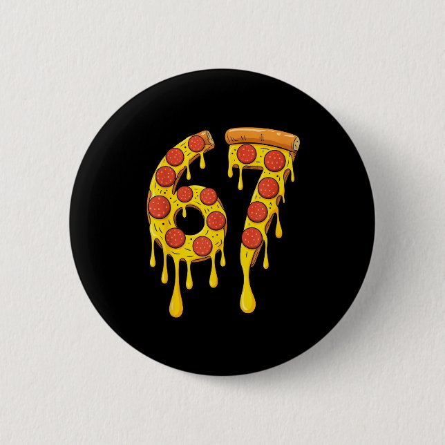 Funny Six Seven Zza 67 Number  Button (Front)