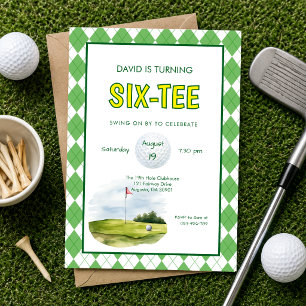 Funny Six-tee Golf 60th Birthday Invitation