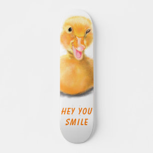 Funny Skateboard Happy Duck Smile - Custom Text