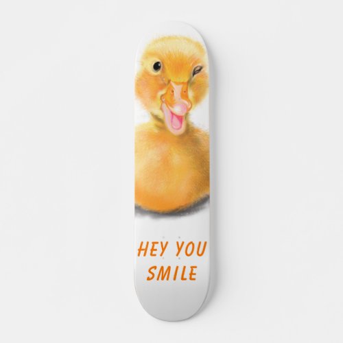 Funny Skateboard Happy Duck Smile _ Custom Text