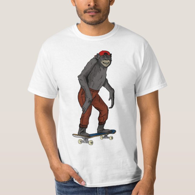 Funny Skateboard Monkey Gift idea 4 Skate & Halfpi T-Shirt (Front)