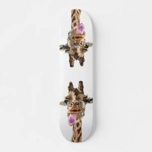 Funny Skateboard with Playful Giraffes