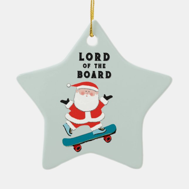 Funny Skateboarder Ceramic Ornament (Front)