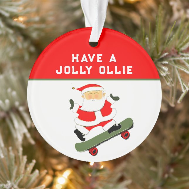 Funny Skateboarder Holiday Gift Ornament (Tree)