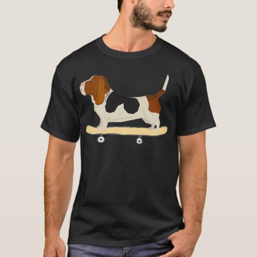Funny Skateboarding Bassett Hound Dog  Gift T_Shirt