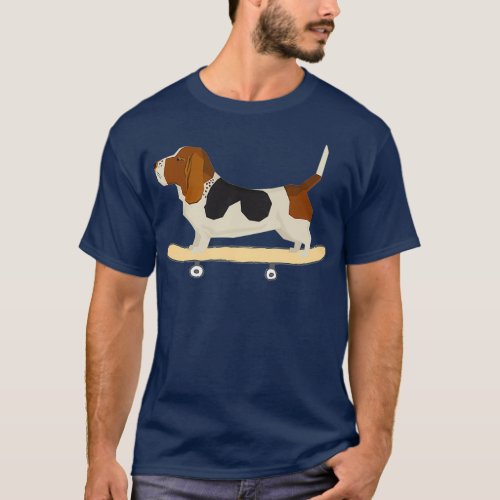 Funny Skateboarding Bassett Hound Dog  Gift T_Shirt