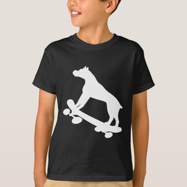 Funny Skateboarding Boxer Dog Skateboard Skater  T-Shirt (Front)