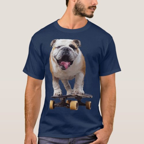 Funny Skateboarding Bulldog T_Shirt