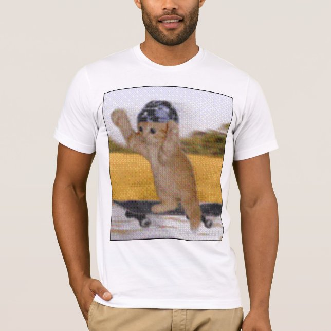 Funny Skateboarding Cat tee (Front)