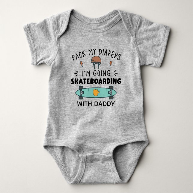 Funny skateboarding daddy  baby bodysuit (Front)