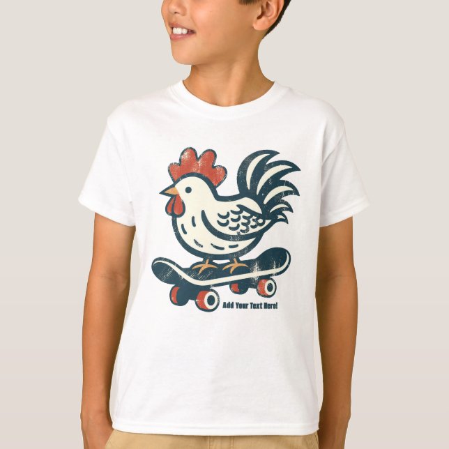 Funny Skateboarding Farm Chicken Personalized  T-Shirt (Front)