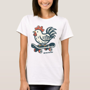 Funny Skateboarding Farm Chicken Personalized T-Shirt
