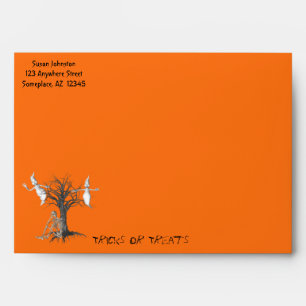 Funny Skeleton And Ghosts Halloween Envelope