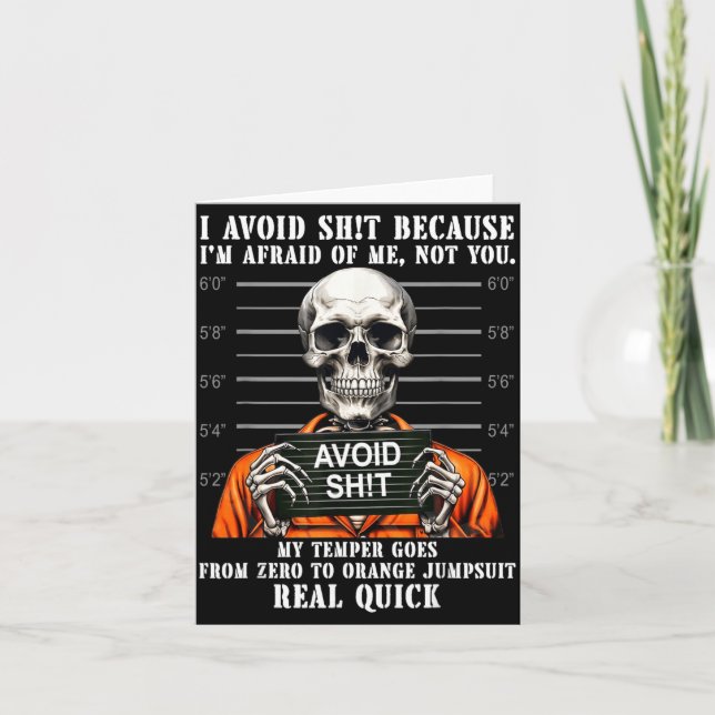 Funny Skeleton Avoid Because Afraid of Not Card (Front)