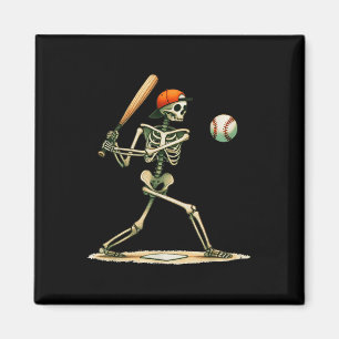 Funny Skeleton Batting Baseball Halloween Boys Men Magnet