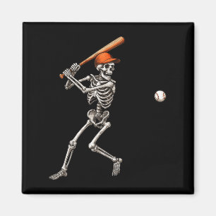 Funny Skeleton Batting Baseball Player Men Boys Ha Magnet