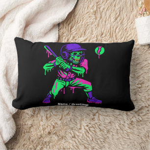 Funny Skeleton Batting Ice Cream Dripping Baseball Lumbar Pillow