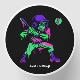 Funny Skeleton Batting Ice Cream Dripping Baseball Mini Candle Favors