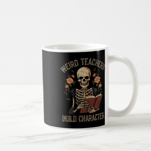 Funny Skeleton Book Floral Skull Halloween Teacher Coffee Mug