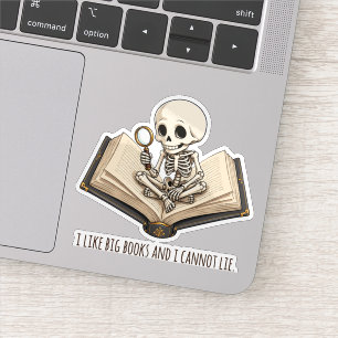 Funny Skeleton Bookworm Laptop Vinyl Sticker Sheet