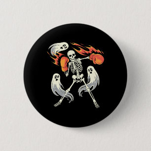 Funny Skeleton Boxing Lovers Spooky Halloween Boxe Button