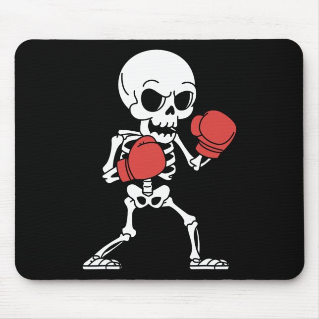 Funny Skeleton Boxing Lovers Spooky Halloween Boxe Mouse Pad (Front)