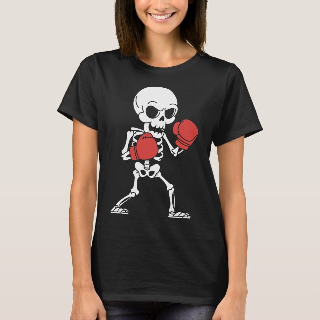 Funny Skeleton Boxing Lovers Spooky Halloween Boxe T-Shirt (Front)