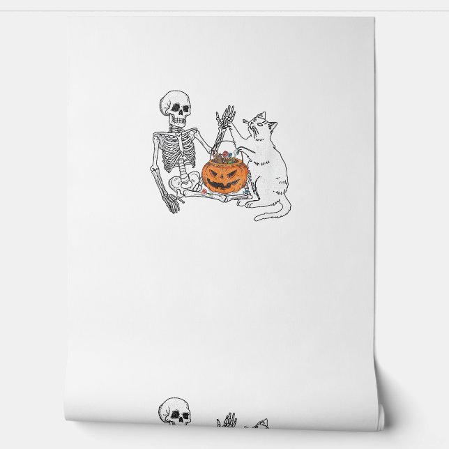 Funny Skeleton Cat Lover Halloween Costume for Cat Wallpaper (Unrolling)