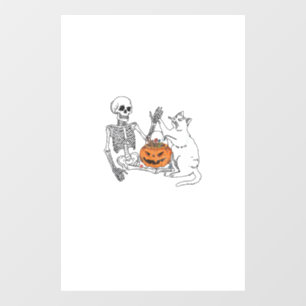 Funny Skeleton Cat Lover Halloween Costume for Cat Window Cling
