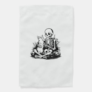 Funny Skeleton Cat Skull Kitty Cute Cat Goth Hallo Garden Flag