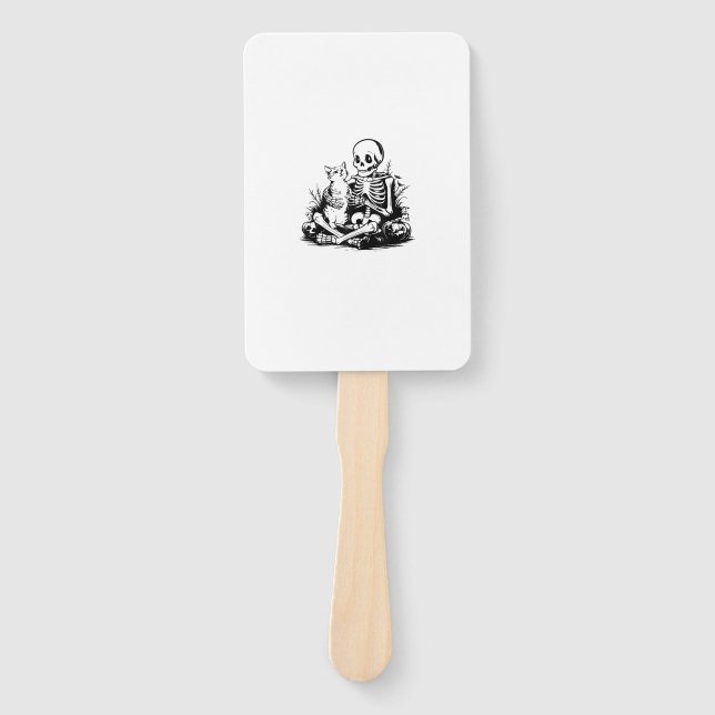 Funny Skeleton Cat Skull Kitty Cute Cat Goth Hallo Hand Fan (Front)