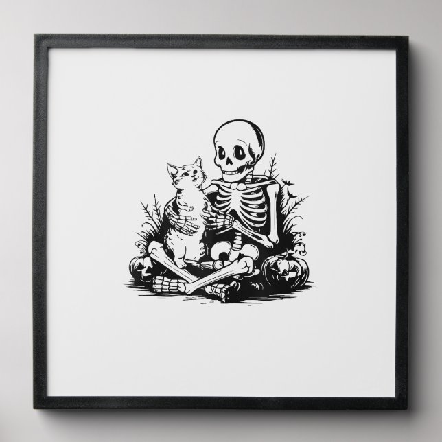 Funny Skeleton Cat Skull Kitty Cute Cat Goth Hallo Peel And Stick Photo Tile (Front Set)