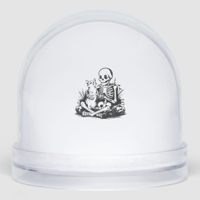 Funny Skeleton Cat Skull Kitty Cute Cat Goth Hallo Snow Globe (Front)