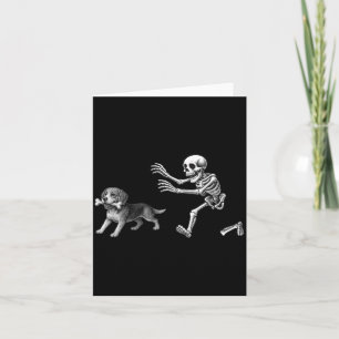 Funny Skeleton Chasing Beagle Dog Halloween Dogs Card