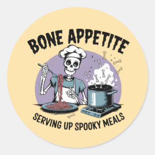 Funny Skeleton Chef Cooking Design Classic Round Sticker
