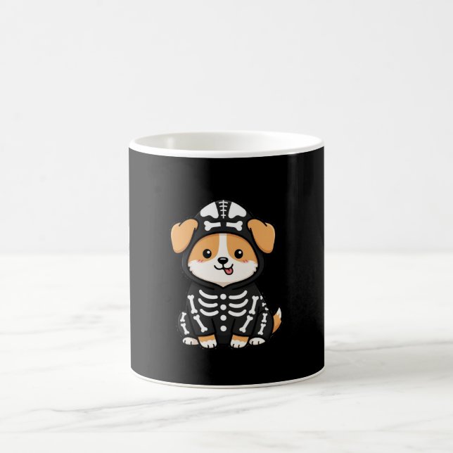 Funny Skeleton Corgi Halloween Mug (Center)
