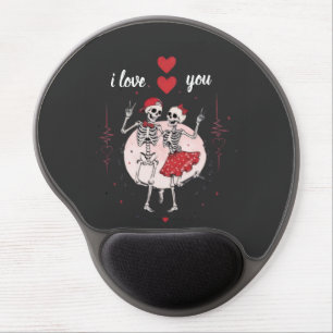 Funny Skeleton Couple in Love Gel Mouse Pad