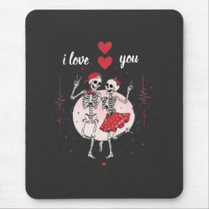 Funny Skeleton Couple in Love Mouse Pad