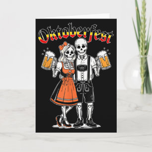 Funny Skeleton Couple Pretzel Beer Party Adults  Card