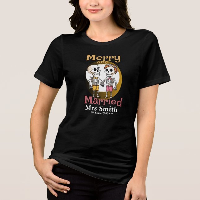 Funny Skeleton Couple T-Shirt Tri-Blend Shirt (Front)