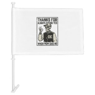Funny Skeleton Dad Saying Yes Vintage Shirt Design Car Flag